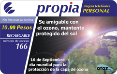 Tarjeta Propia por el Día Mundial para la protección de la Capa de Ozono.